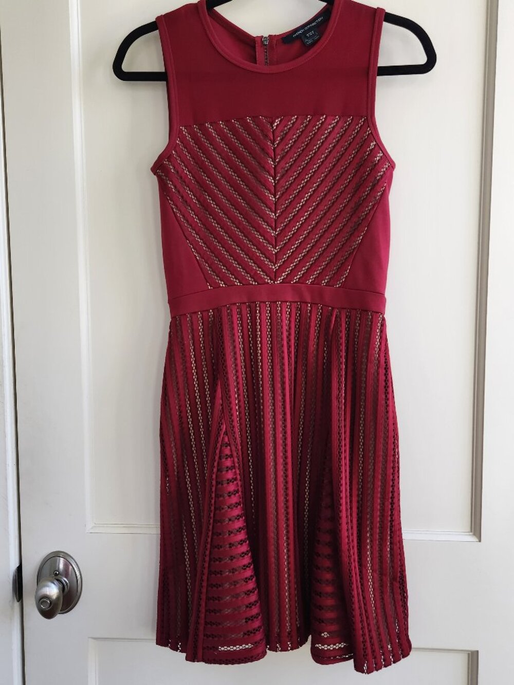 French Connection Red Lace Fit and Flare Dress Size 4 Dress